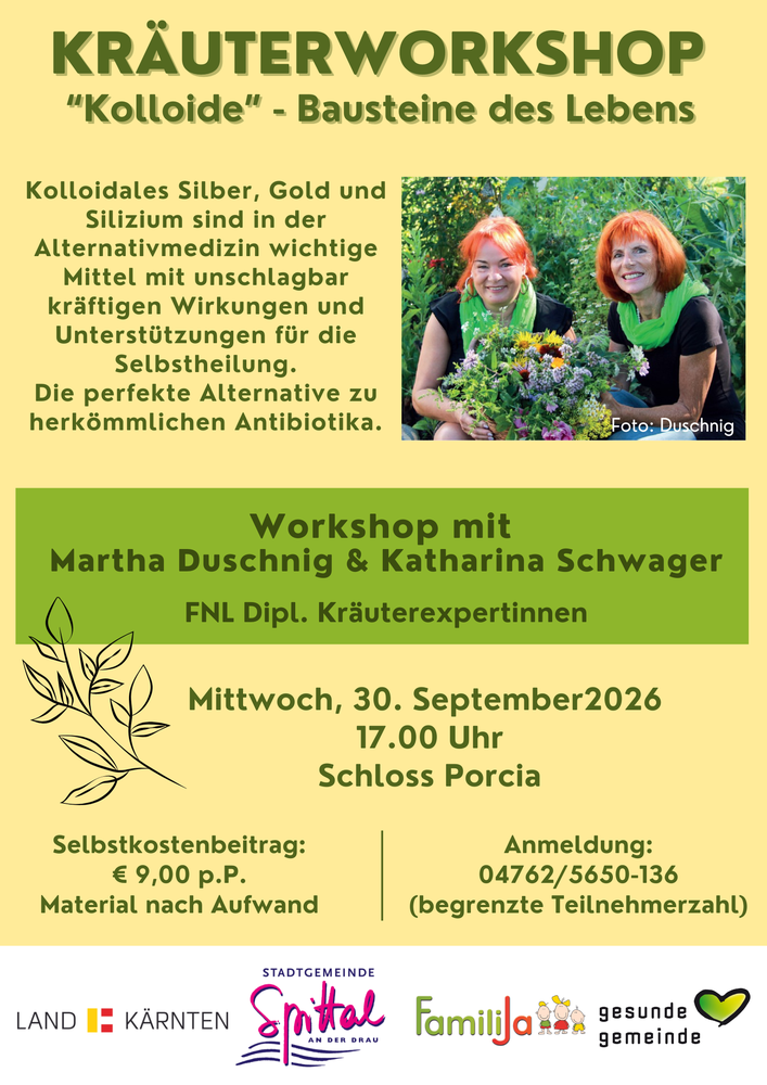 Kräuterworkshop mit Martha Duschnig und Katharina Schwager, FNL Dipl. Kräuterexpertinnen, Schloss Porcia