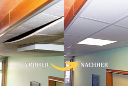 Musikschule Decke und Beleuchtung Erneuerung der abgehängten Decke und Beleuchtung in der Musikschule